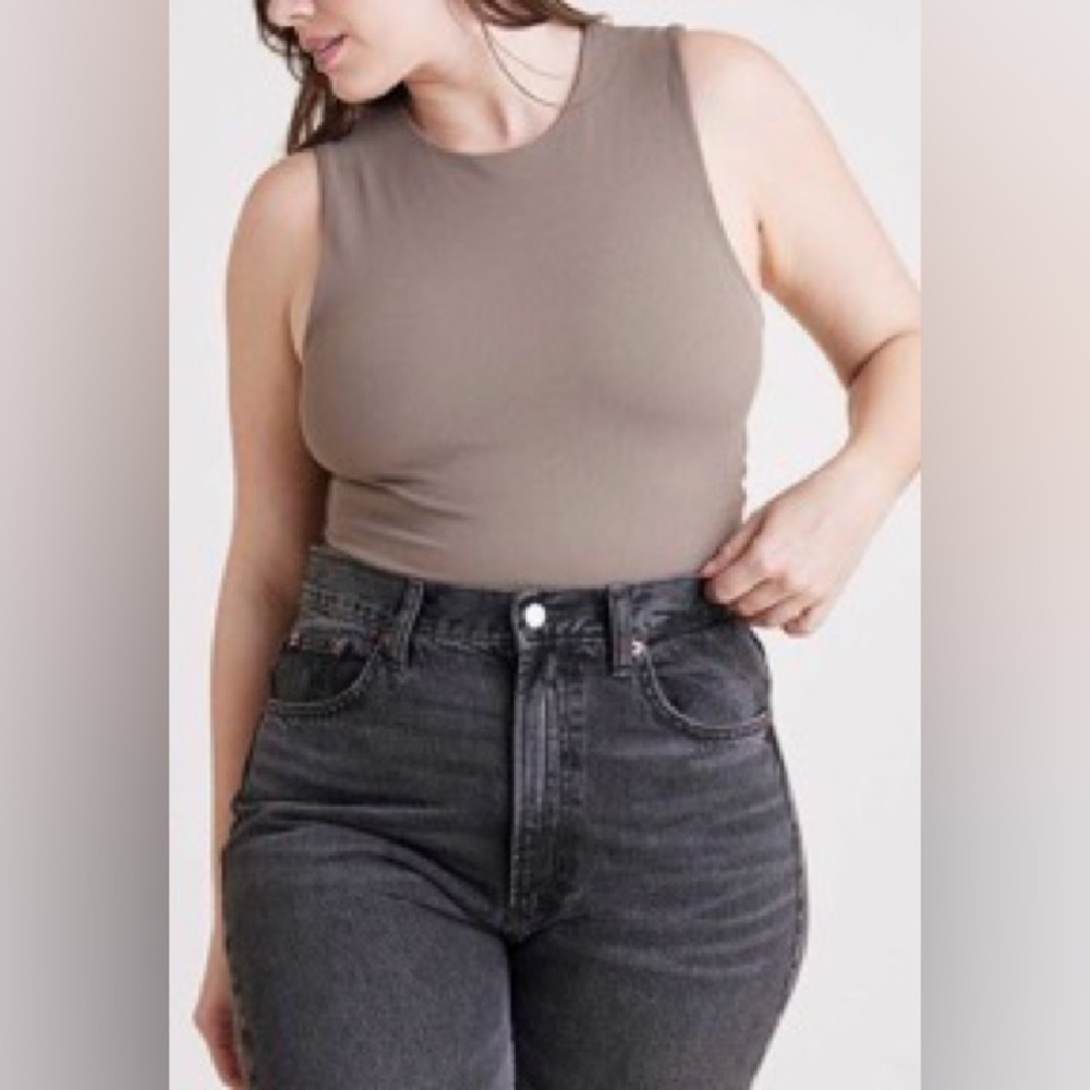 nuuds Mocha Ribbed Sleeveless Bodysuit